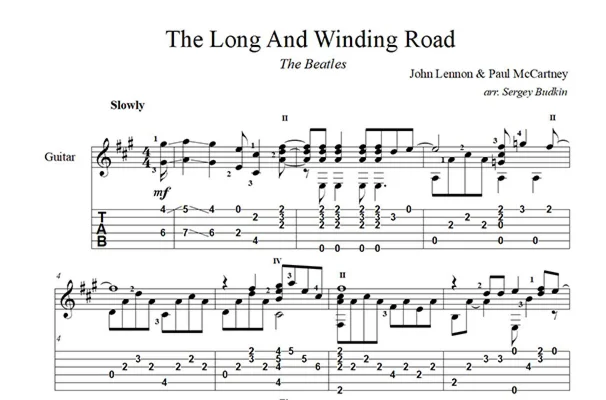 The Long And Winding Road The Beatles ноты для гитары