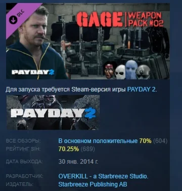 PAYDAY 2: Gage Weapon Pack #02 DLC STEAM РОССИЯ