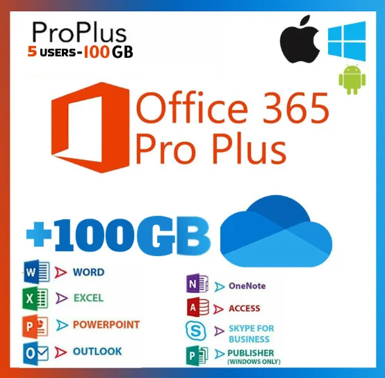 OFFICE 365 12 МЕСЯЦЕВ ПОДПИСКА 100G 5УСТРОЙСТВWIN/MAC