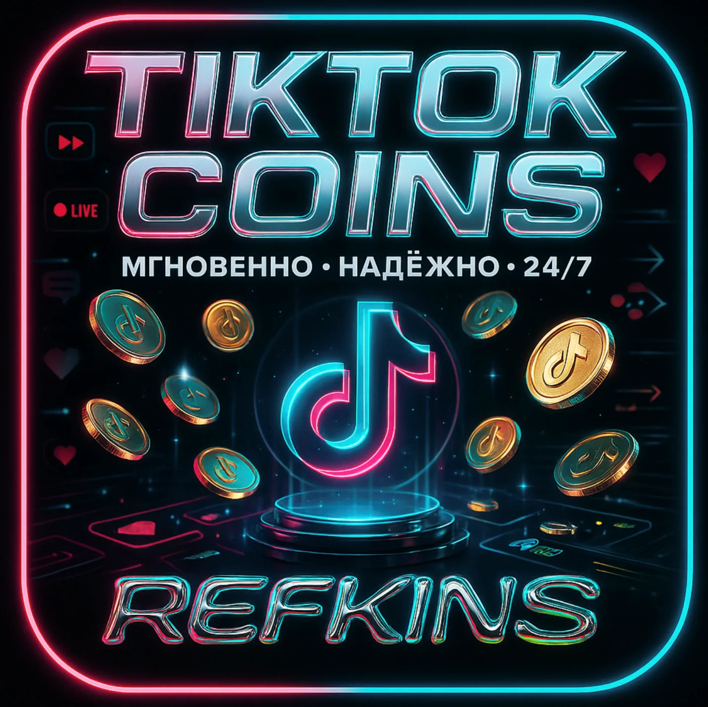 TikTok МОНЕТЫ ПОПОЛНЕНИЕ ТИКТОК ВСЕ РЕГИОНЫ СБП 0%