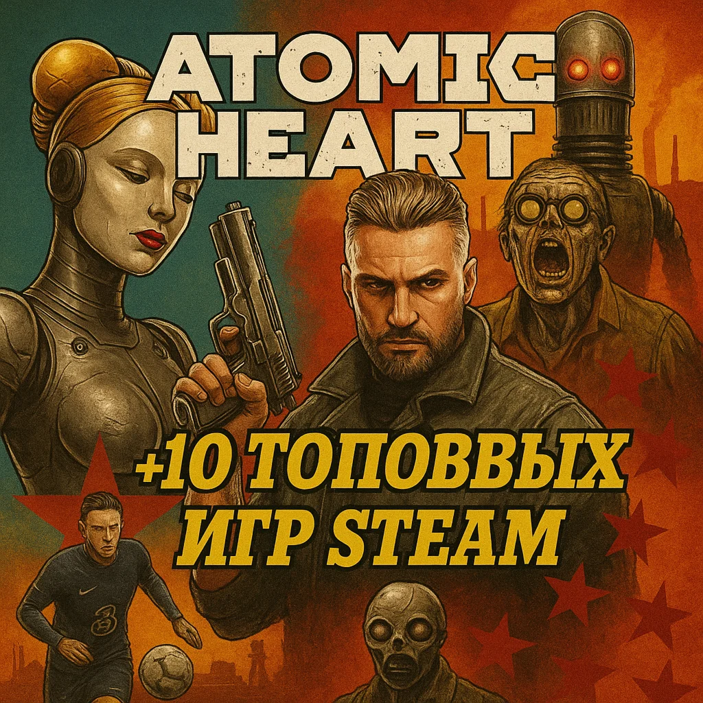 Atomic Heart + Metro Exodus + 10 Топовых Игр Steam