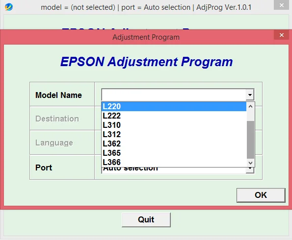 Adjustment program Epson L132 L222 L312 L362 L366