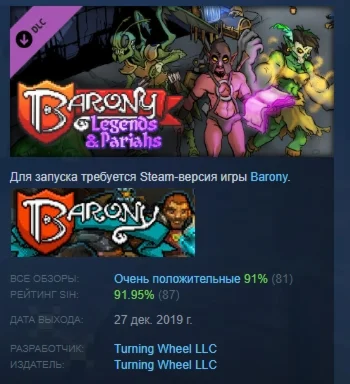 Barony: Legends &amp Pariahs DLC Pack 2 DLC STEAM РОССИЯ
