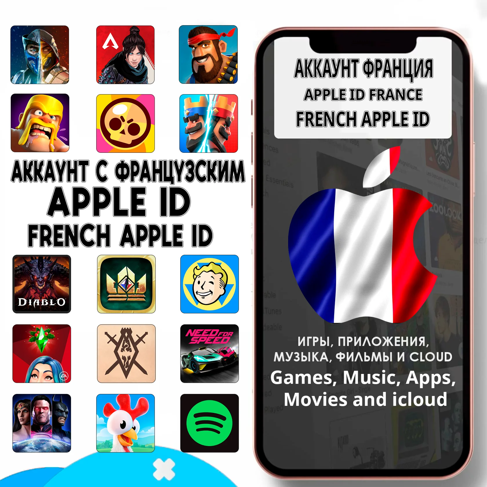 APPLE ID ЛИЧНЫЙ ФРАНЦИЯ ФРАНЦУЗСКИЙ ios AppStore iPhone