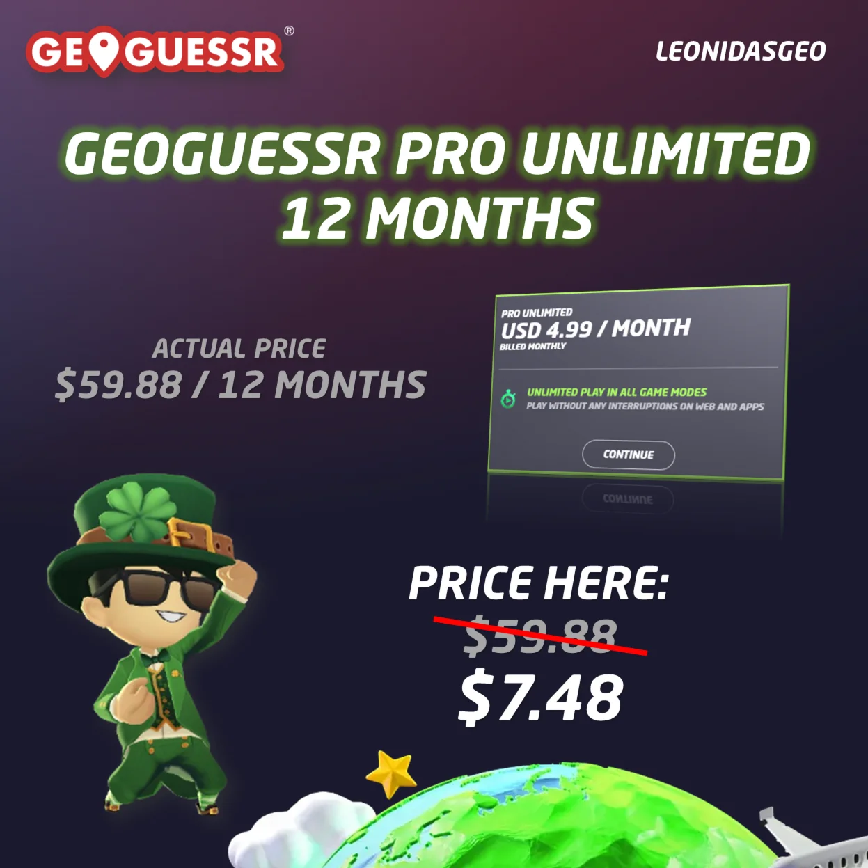 GeoGuessr Pro Unlimited 12 Months Subscription