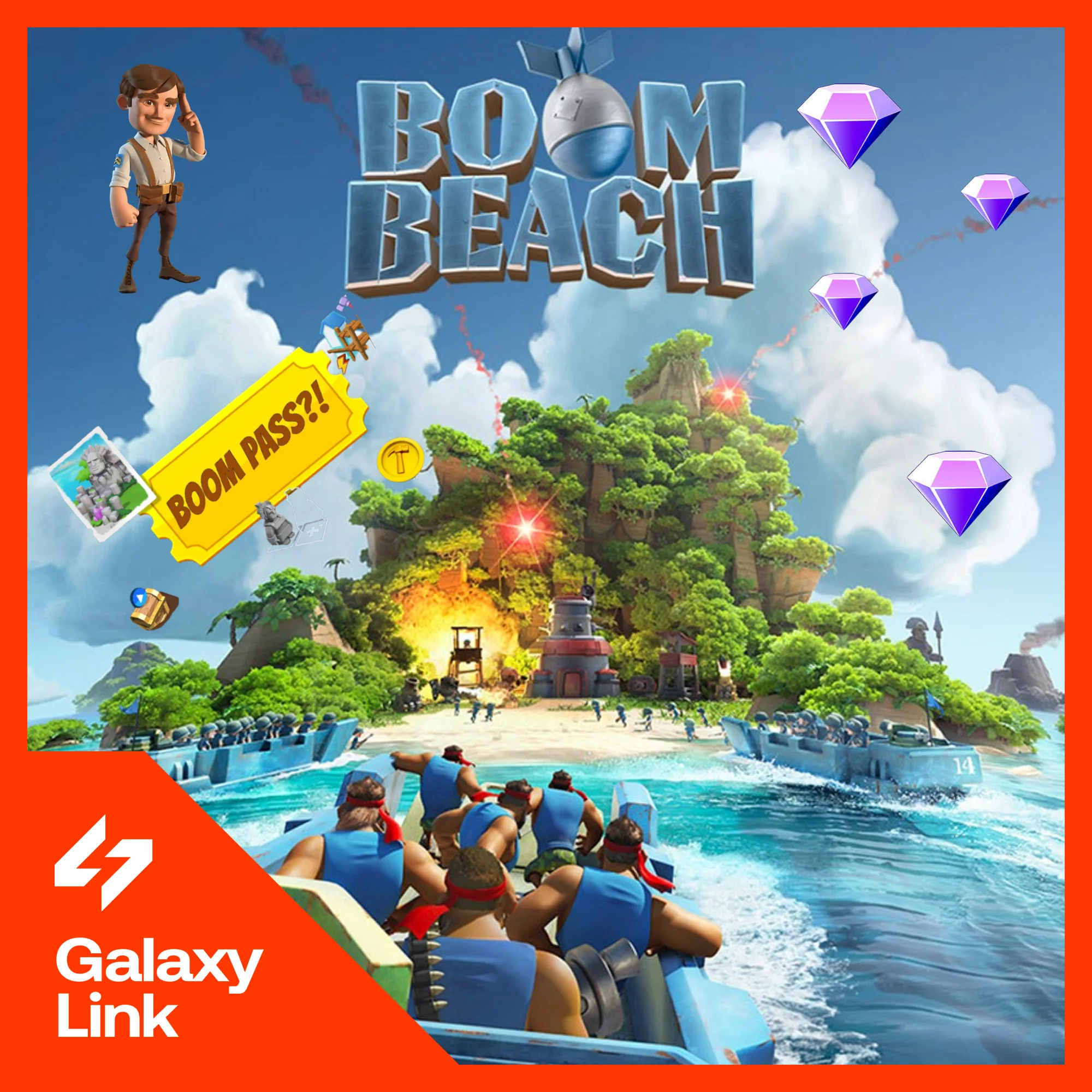 BOOM BEACH - ГЕМЫ/СТРОИТЕЛЬ/BOOM PASS