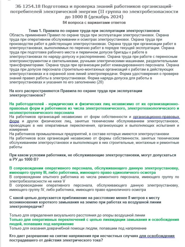 ЭБ 125418 декабрь 2024 2 группа до 1000В