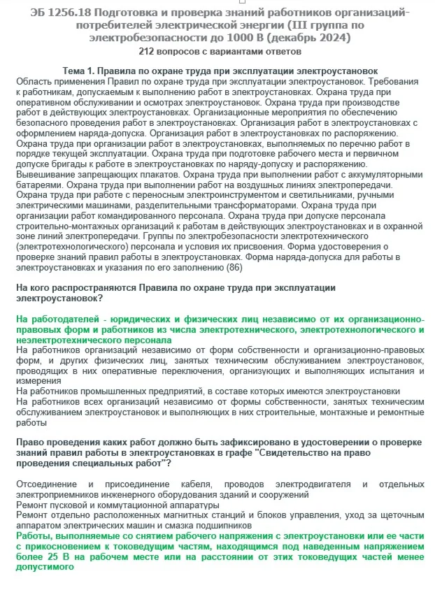 ЭБ 125618 декабрь 2024 3 группа до 1000В