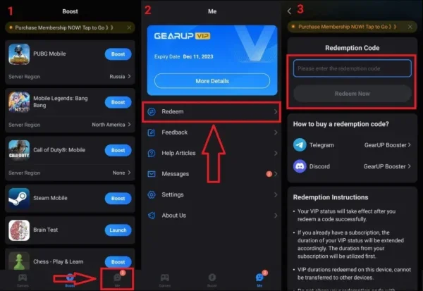 Gear Up Booster Global Code