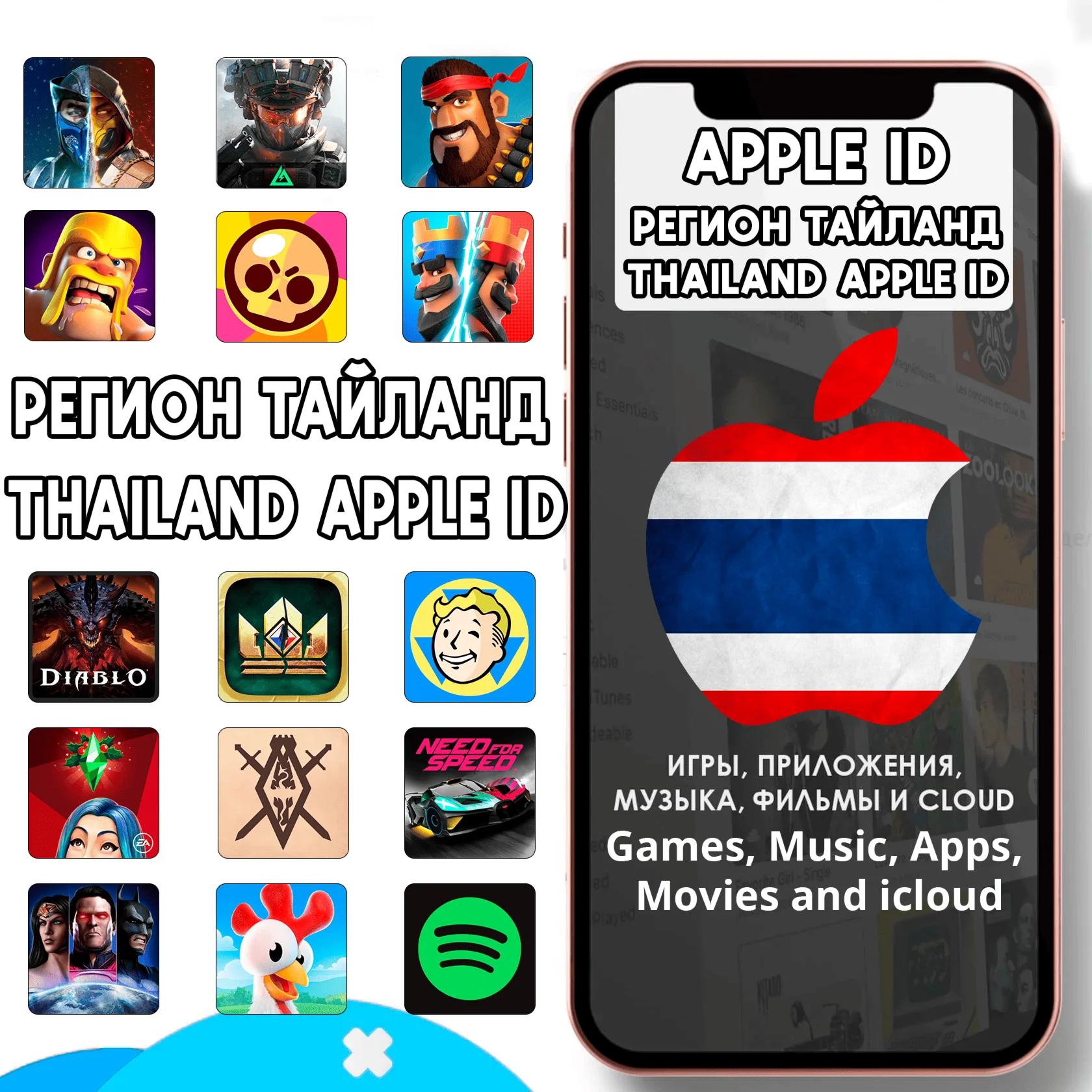 ТАИЛАНД ТАИЛАНДСКИЙ APPLE ID ЛИЧНЫЙ iPhone AppStore