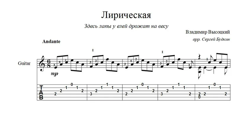 Лирическая Владимир Высоцкий ноты для гитары