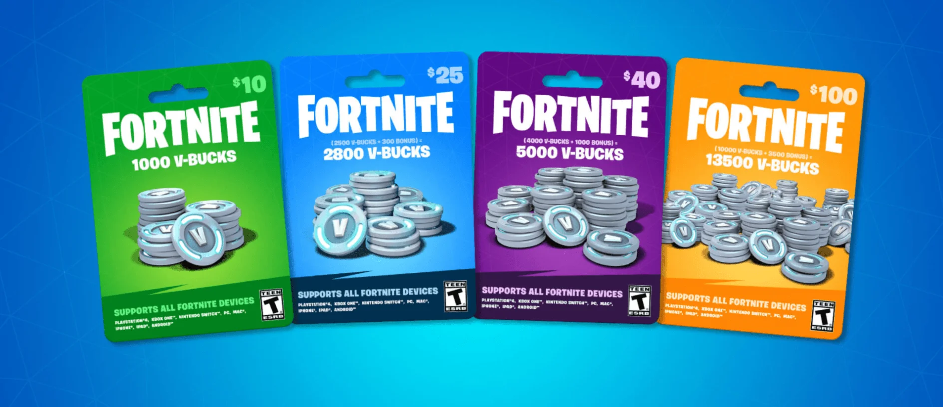 FORTNITE1000-13500 V-BucksEPIC PCPSXBOXNINTEND