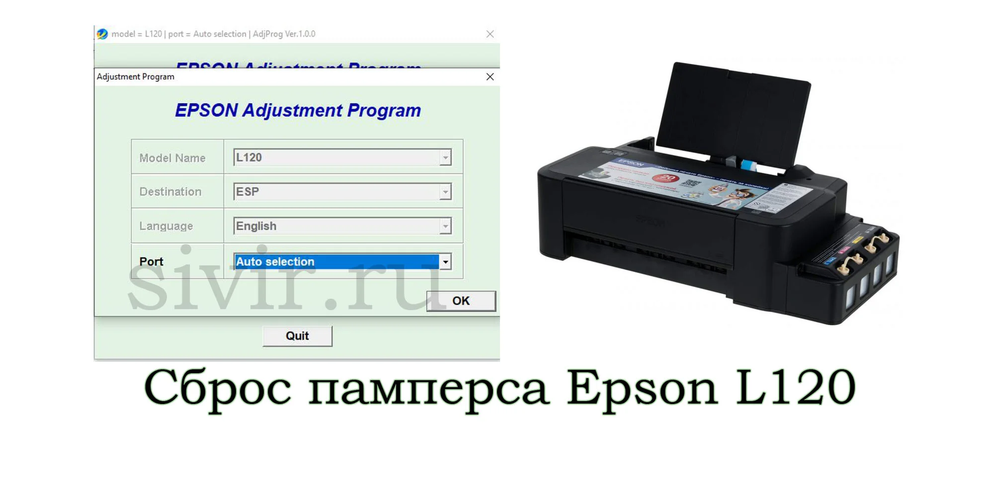 Сброс Epson L120 Adjustment Program