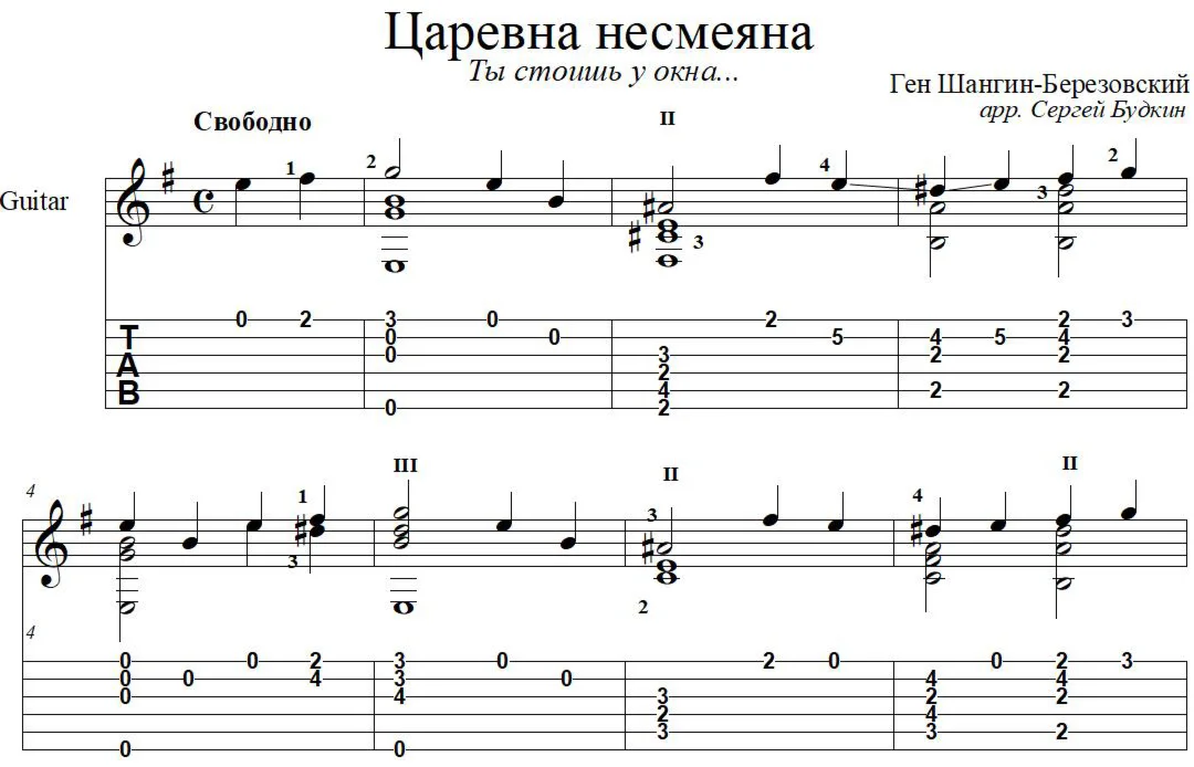 Царевна несмеяна для гитары