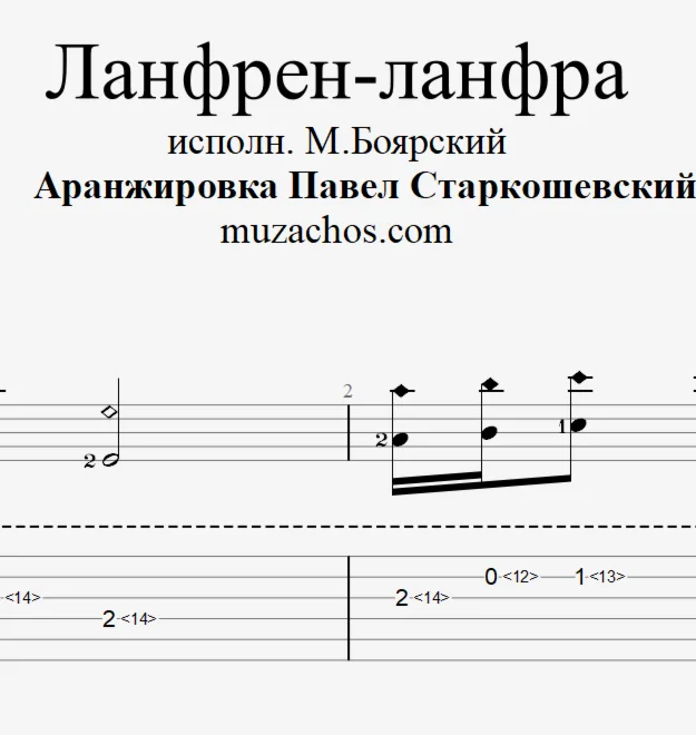 Ланфрен-ланфра М Боярский Табы и ноты для гитары
