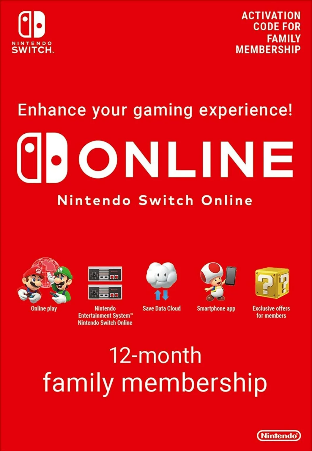 Nintendo Switch Online Семейная Подписка 12 МЕСEU