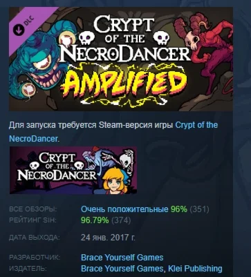 Crypt of the NecroDancer: AMPLIFIED DLC STEAM РОССИЯ