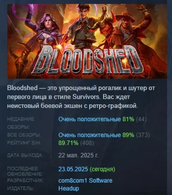 Bloodshed АВТОДОСТАВКА STEAM РОССИЯ