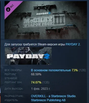 PAYDAY 2: McShay Weapon Pack 3 STEAM GIFT РОССИЯ