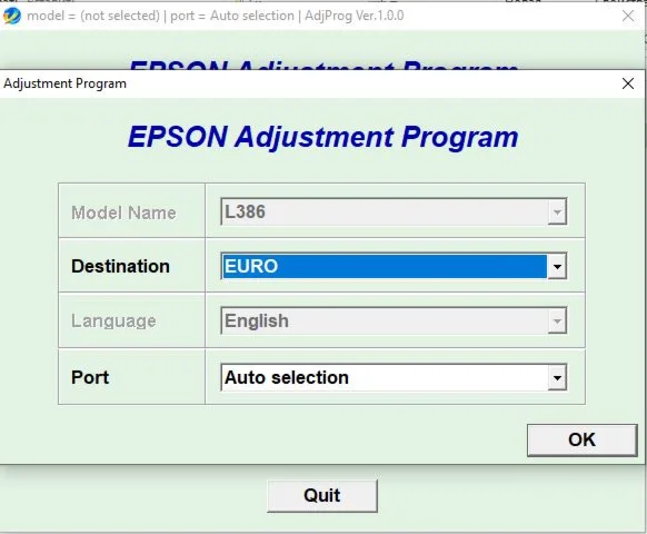 Сброс Epson L382 L386 L486 Adjustment Program