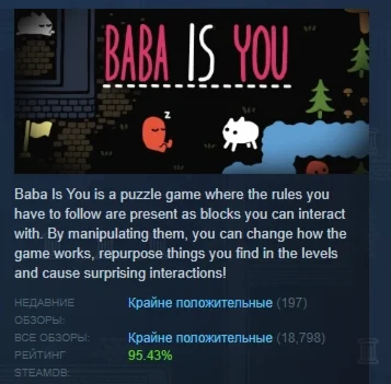 Baba Is You АВТОДОСТАВКА STEAM РОССИЯ