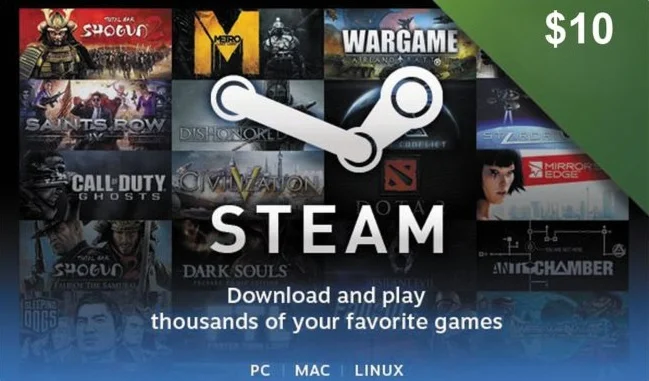 Steam Wallet Gift Card 10 USD