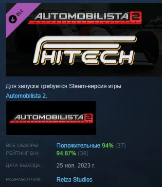 Automobilista 2 - Formula HiTech DLC STEAM РОССИЯ