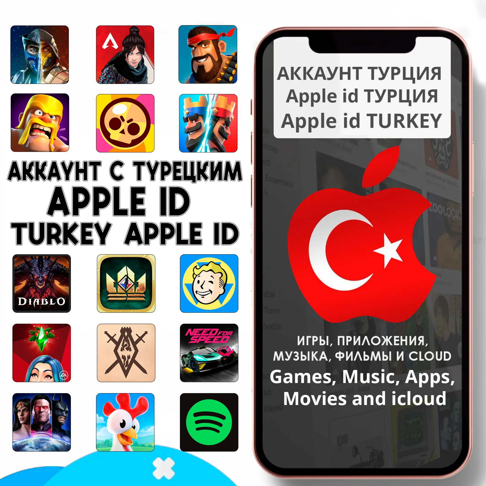 APPLE ID ЛИЧНЫЙ ТУРЦИЯ ТУРЕЦКИЙ ios AppStore iPhone