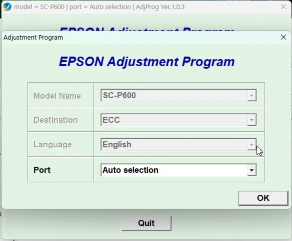EPSON Adjustment Program SC-P600 ECC