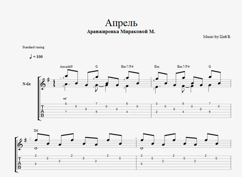 В Цой - Апрель