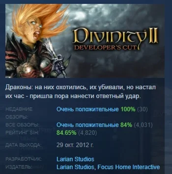 Divinity II Developers Cut АВТОДОСТАВКА STEAM РОССИЯ