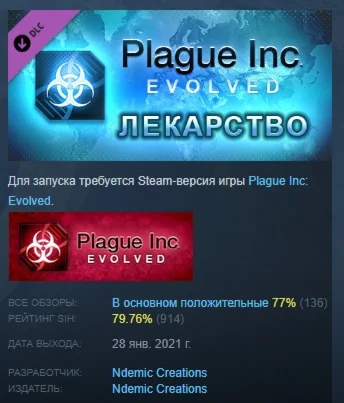 Plague Inc: The Cure АВТОДОСТАВКА DLC STEAM РОССИЯ