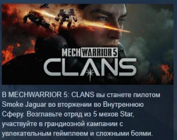 MechWarrior 5: Clans АВТОДОСТАВКА STEAM РОССИЯ