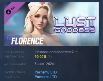 Lust Goddess Mascot Florence DLC STEAM РОССИЯ