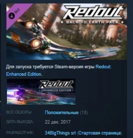 Redout - Back to Earth Pack DLC STEAM KEY REGION FREE