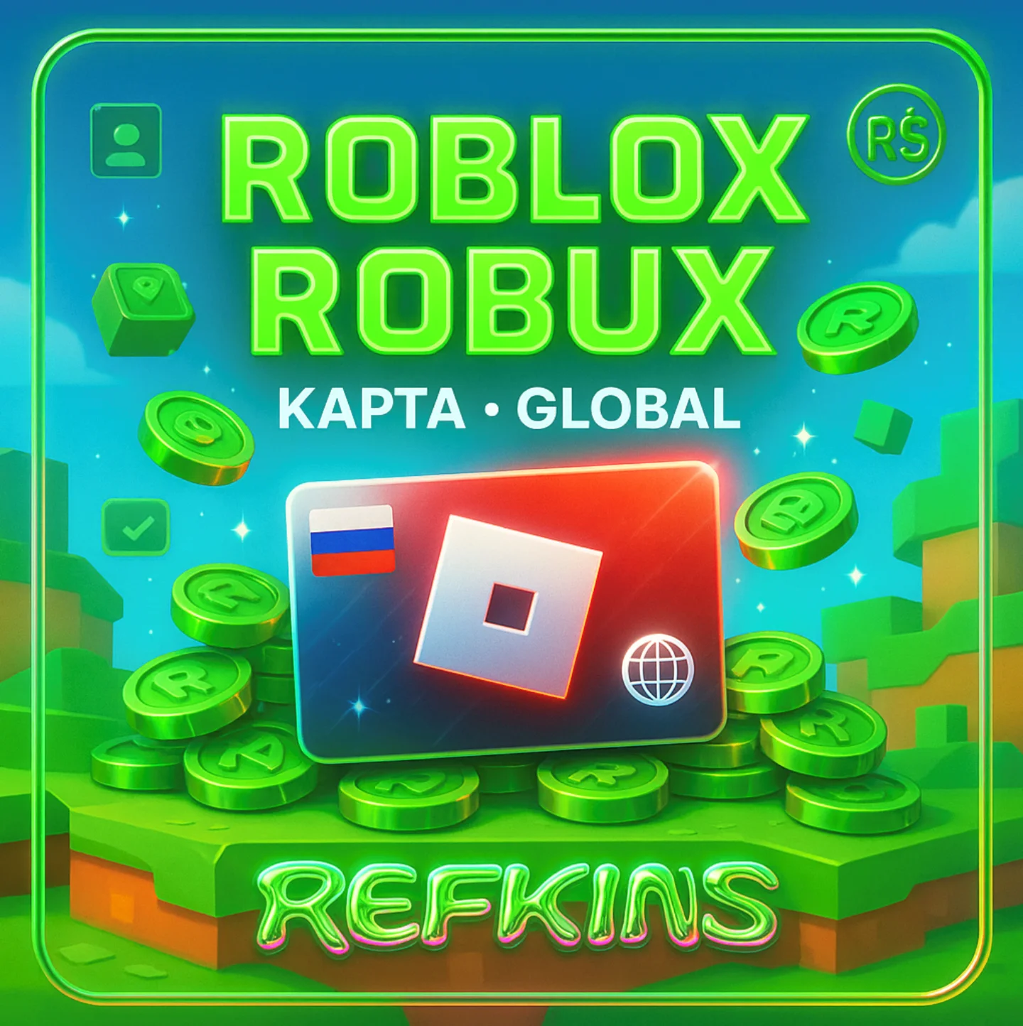 ROBLOX ROBUX РОБЛОКС РОБУКСЫ КАРТА КЛЮЧ РОССИЯ+ГЛОБАЛ