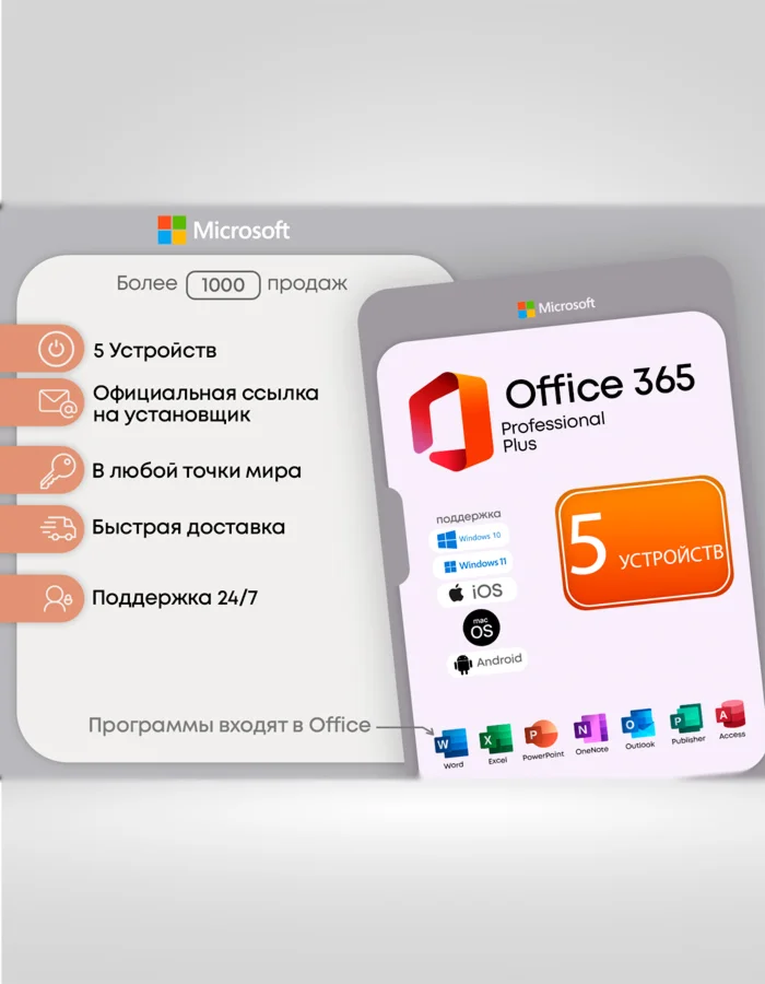 Microsoft Office 365 5 Уст Win Mac iOS Android