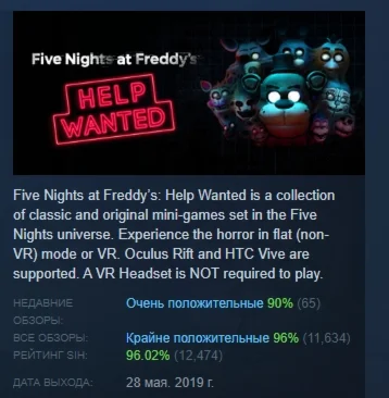 Five Nights at Freddys Help Wanted STEAM GIFT РОССИЯ
