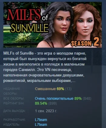 MILFs of Sunville: Season 2 АВТОДОСТАВКА STEAM РОССИЯ