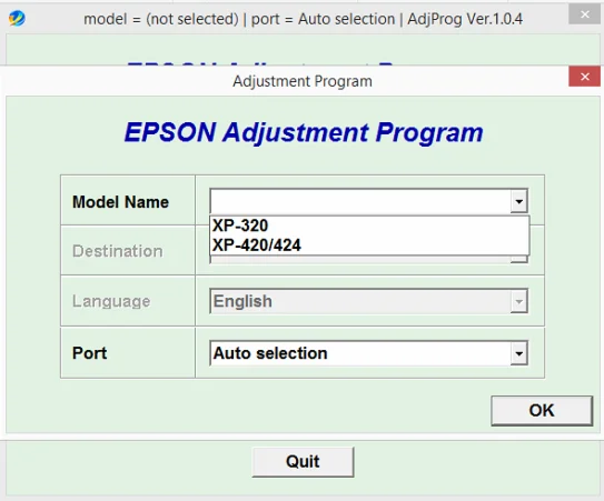 Adjustment program Epson XP-320 XP-420 XP-424