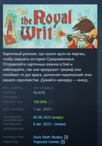 The Royal Writ АВТОДОСТАВКА STEAM РОССИЯ