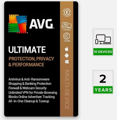 Ключ AVG Ultimate 2025 2 года / 10 устройств