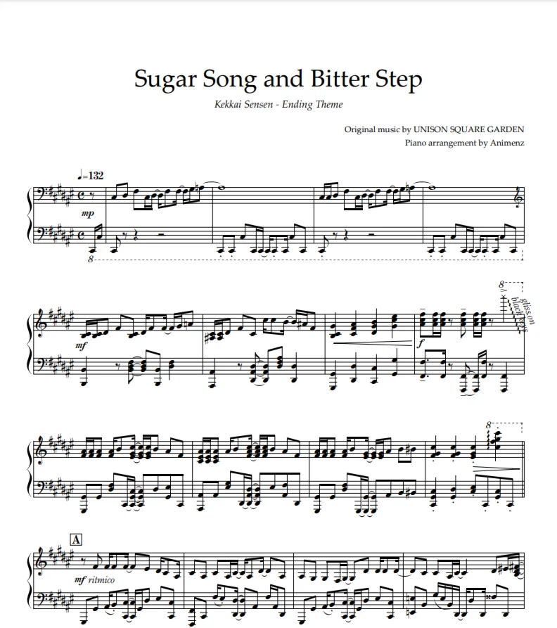 Ноты Animenz Sugar Song and Bitter Step Kekkai Sensen