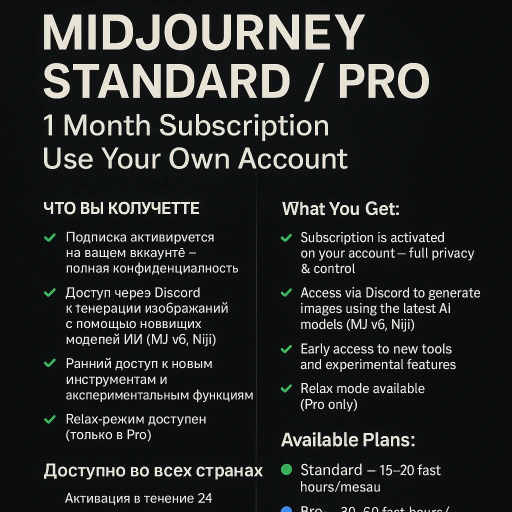 Midjourney Standard / Pro 1 Month Subscription