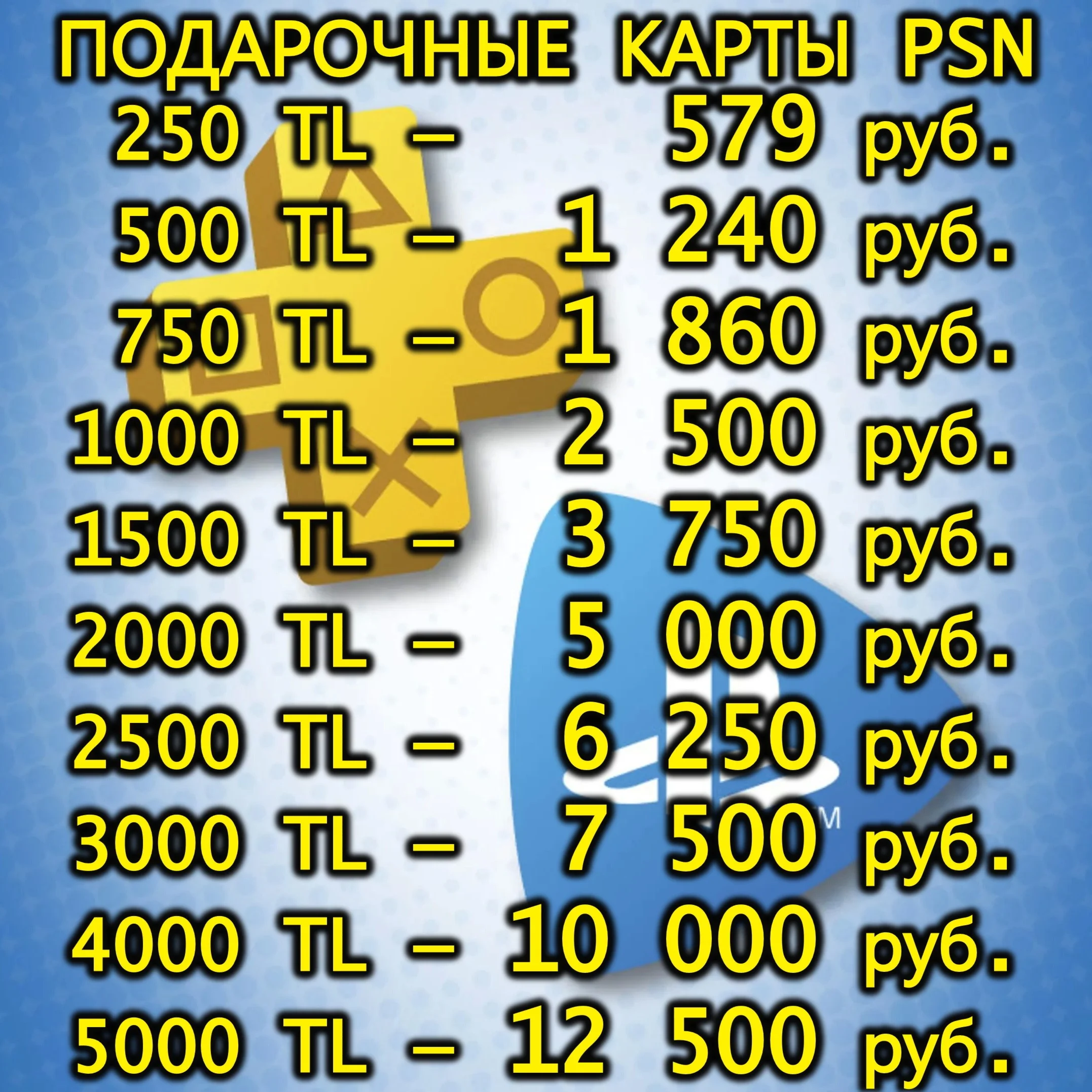 КАРТА-КОД ПОПОЛНЕНИЯ 250-5000 TLПС ПЛЮС DELUXEТУРЦИЯ