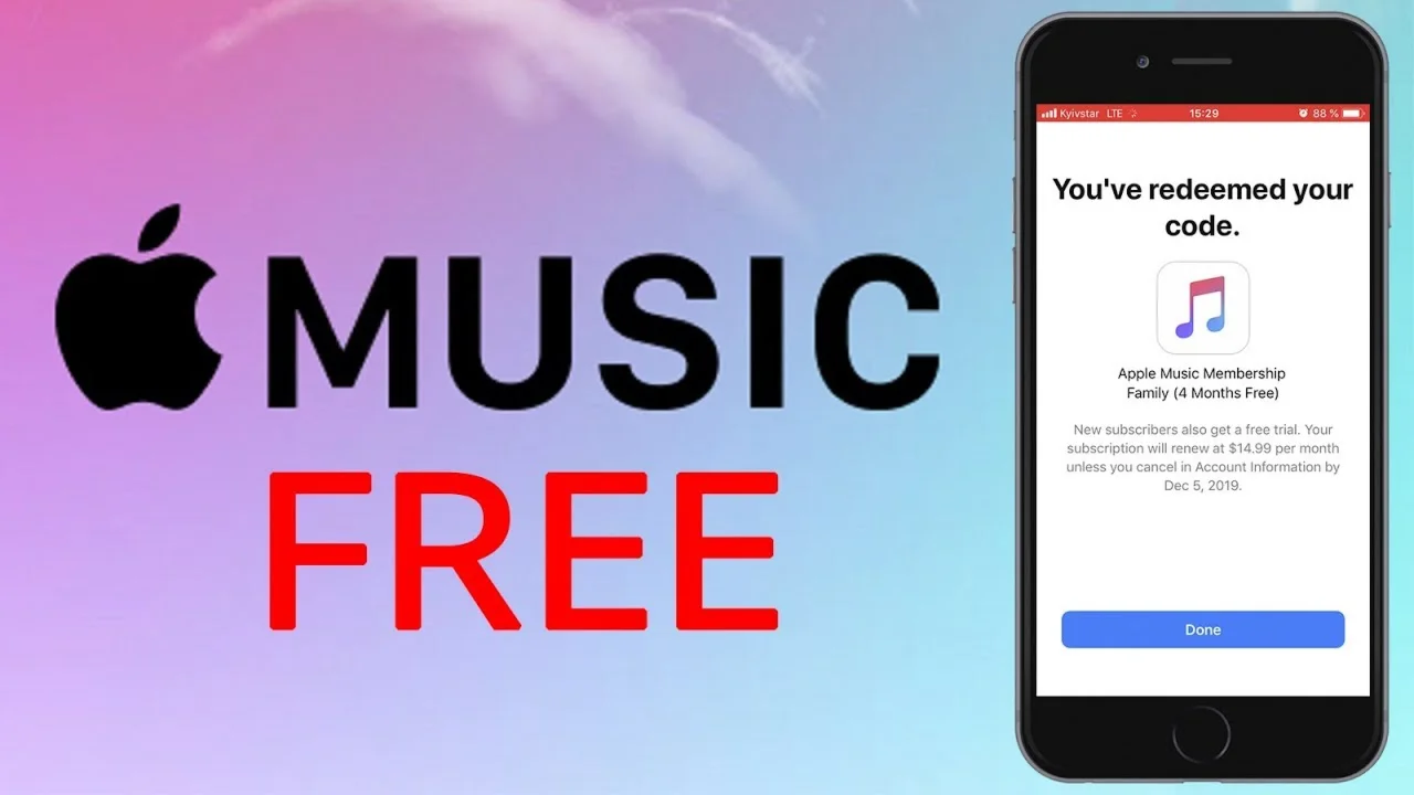 APPLE MUSIC КОД НА 4 МЕСЯЦА БЕСПЛАТНОЙ МУЗЫКИ США