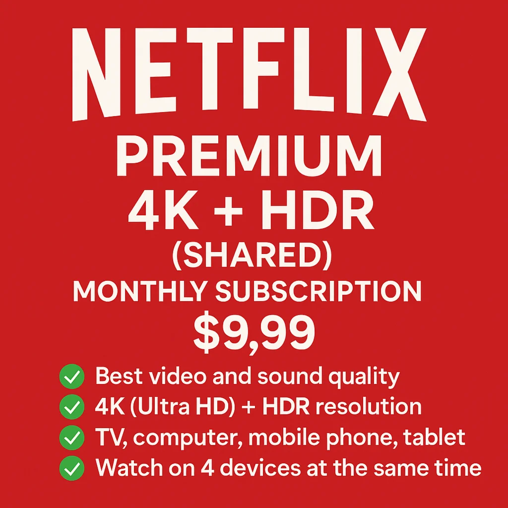 NETFLIX ПРЕМИУМ 4K + HDR МЕСЯЧНАЯ ПОДПИСКА