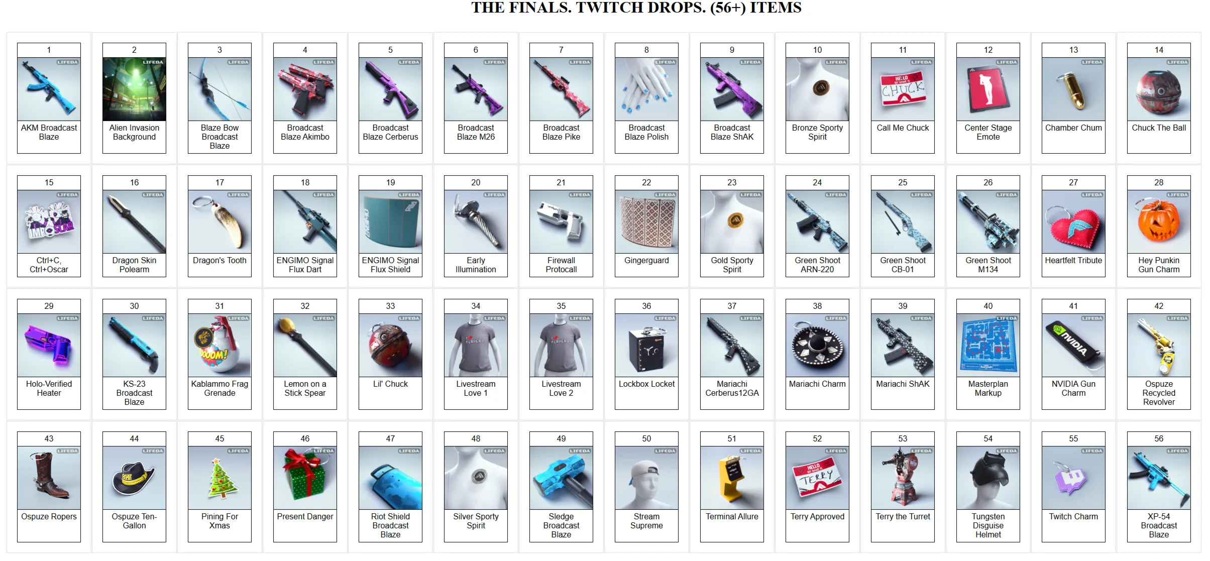 THE FINALS TWITCH DROPS56+ СКИНОВ / ПРЕДМЕТОВ +