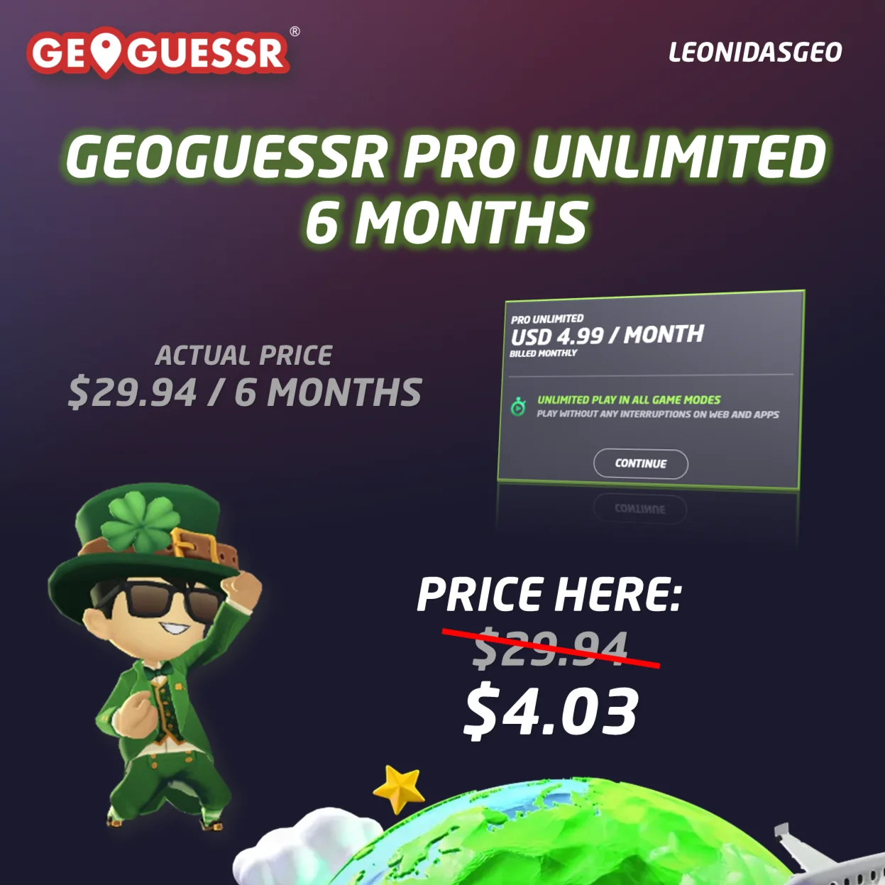 GeoGuessr Pro Unlimited 6 Months Subscription