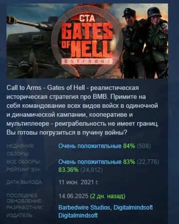 Call to Arms - Gates of Hell: Ostfront STEAM РОССИЯ